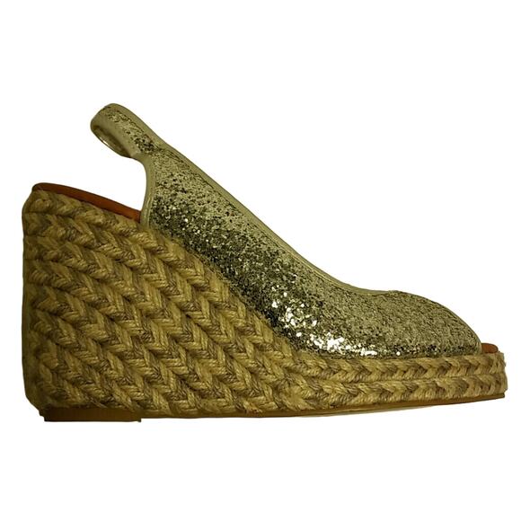 Frenchblu Silver Glitter Wedge Heel. 9 - Picture 1 of 4